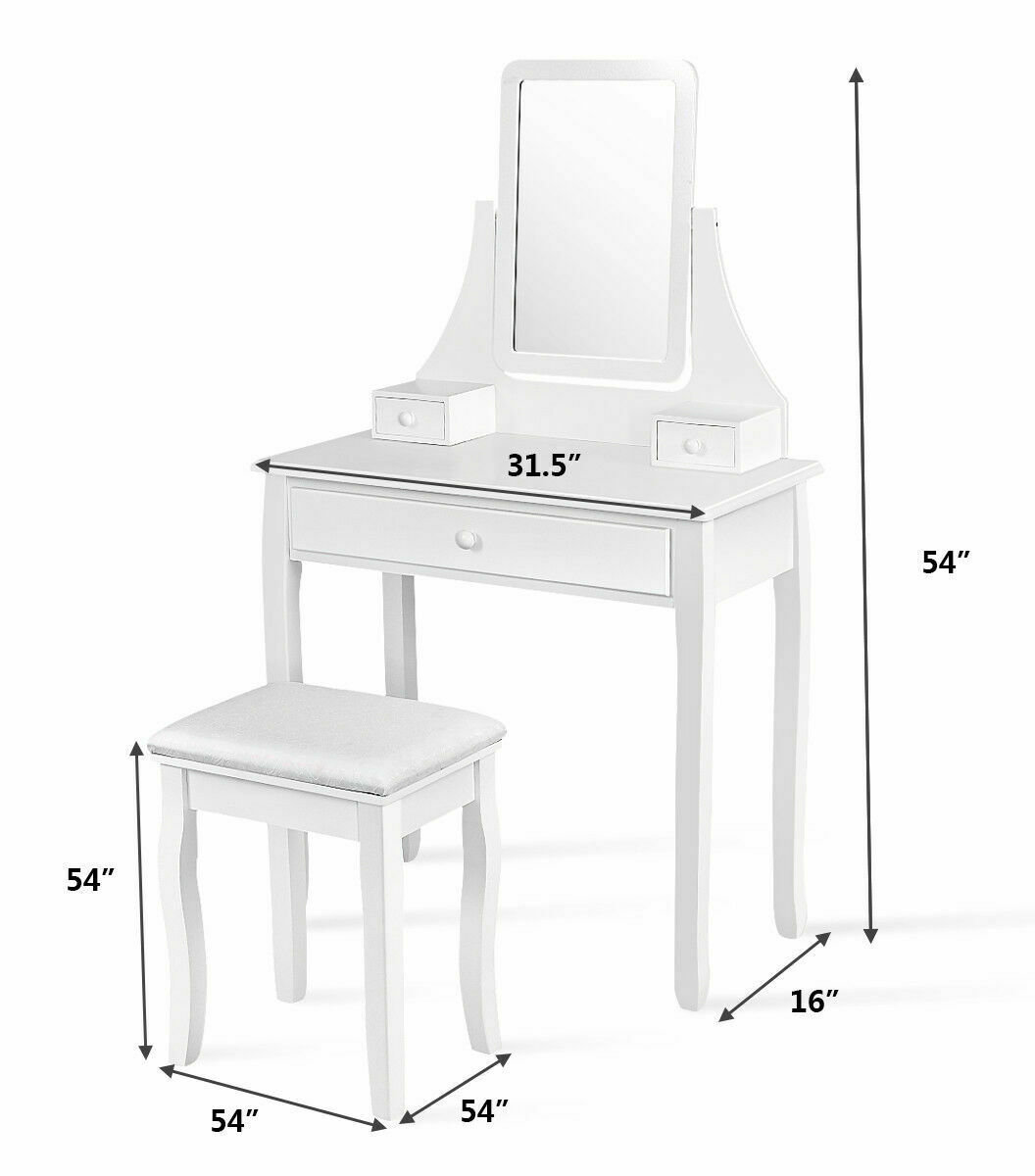 Charlton Home® Hadlow Vanity Set with Stool and Mirror & Reviews